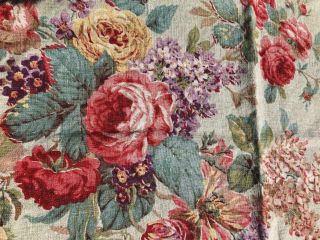 Gorgeous Vintage 100 Linen Roses Shabby Barkcloth Fabric 45 " X48 " 1940 - 50 