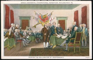 Philadelphia Pa Sesqui - Centennial Declaration Of Independence Signing Postcard