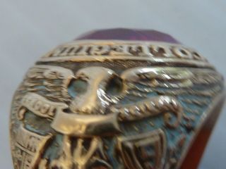 1940 ST.  JOSEPH ' S COLLEGE 10K GOLD CLASS RING,  RED STONE,  COLLEGE SYMBOLS ON SIDE 5