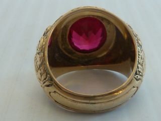 1940 ST.  JOSEPH ' S COLLEGE 10K GOLD CLASS RING,  RED STONE,  COLLEGE SYMBOLS ON SIDE 8