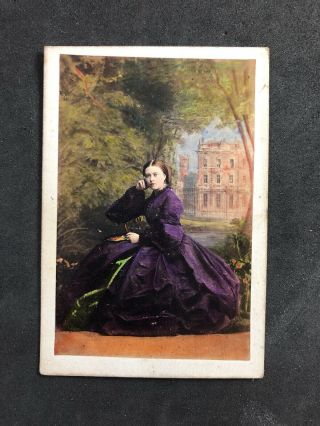 Rare Victorian Carte De Visite Cdv: Tinted Colour Royalty Princess Victoria 1861