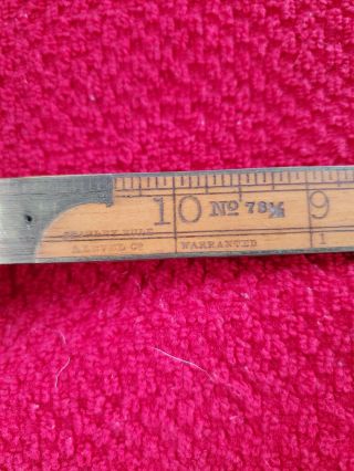 Vintage Stanley No.  78 1/2 Folding Ruler Boxwood Brass Framed 24 Inch Rule