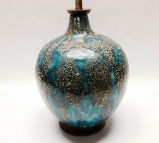 Mid Century Modern Large Turquoise Ceramic Lamp
