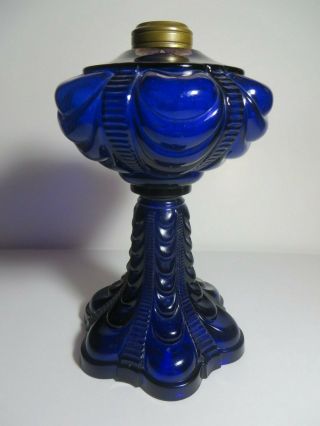 Authentic Ca.  1890 Eapg Cobalt Blue Coolidge Drape 10 1/4 " Kerosene Oil Lamp