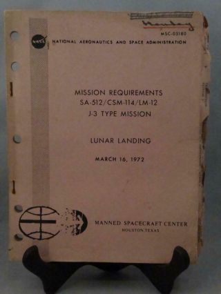Apollo 17 Requirements Sa - 512/csm - 114/lm - 12 J - 3 Type Mission Lunar Landing