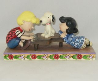 Jim Shore Peanuts " Snoopy,  Schroeder & Lucy " Happiness Is A Favorite Song " No Box
