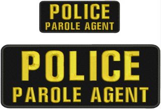 Police Parole Agent Embroidery Patches 4x10 And 2x4 Hook Gold