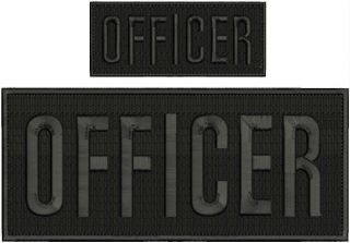 Officer Embroidery Patches 4x10 And 2x5 Hook All Black