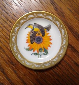 State Birds And Flowers Miniature Mini Plate Kansas Meadowlark Sunflower