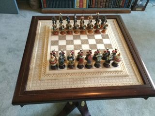 Franklin Raj Chess Set 1987♟Hand Painted Pewter ♟ 4