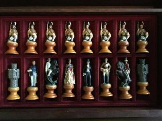 Franklin Raj Chess Set 1987♟Hand Painted Pewter ♟ 8