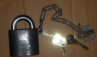 Sargent & Greenleaf Padlock Lock Us Made Military 1983 Two Keys And Master Key