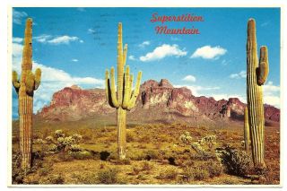Mesa Arizona Superstition Mountains Scenic Vintage Petley Postcard 1982