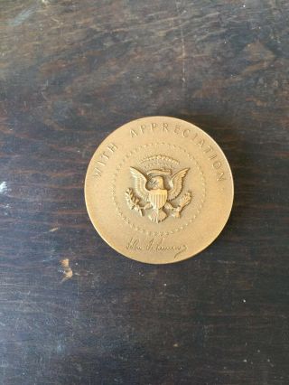 President John F.  Kennedy With Appreciation Large Bronze Medallion 4
