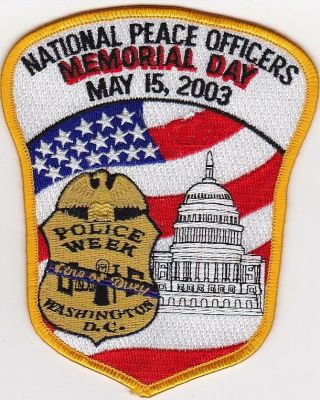 Rare Police National Peace Officers Memorial Day 2003