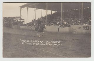 1911 Rppc Buffalo Vernon Trick Roper At Pendleton Round Up Og Allen Or Oregon