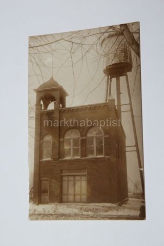 1909 Water Tower & Water Plant? Town Scene Hartland Minnesota Mn Vintage Rppc
