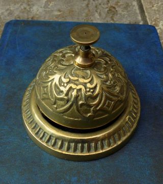 Vintage Ornate Brass Hotel Lobby Service Desk Counter Reception Call Bell