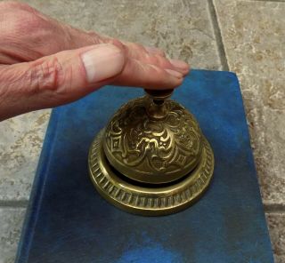 Vintage Ornate Brass Hotel Lobby Service Desk Counter Reception Call Bell 2