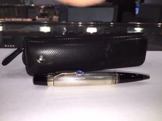Montblanc Boheme Sterling Bleu Barley Rollerball Pen With Leather Case