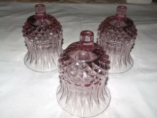 Set Of 3 Pink/lavender Cathedral,  Diamond Pattern Home Interior Votive Cups