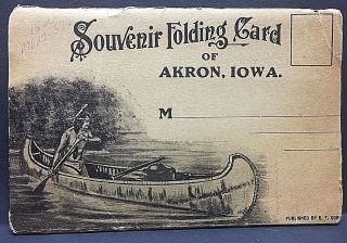 C1910 Folder.  Akron,  Iowa,  W/ 20 Standard Size Postcards,  Each @ 110 Years Old