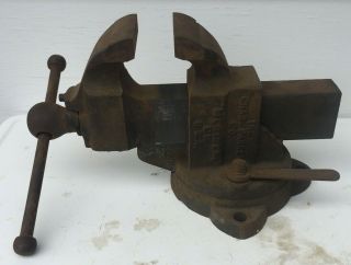 Chas Parker Co No 204 Swivel Bench Vise 4 Inch Jaws Machinist W Wrench