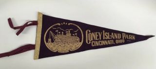 Vintage Coney Island Park,  Island Queen Cincinnati,  Ohio Pennant
