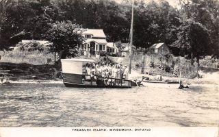 Canada Postcard Real Photo Rppc Ontario 1946 Midemoya Treasure Island Cottage 8