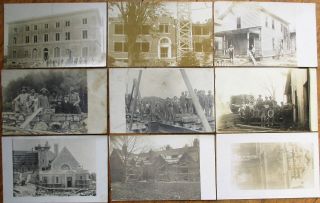 Construction Scenes Group Of Nine 1910 Realphoto Postcards - Real Estate