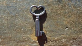 Antique Heart Shaped Bow Steel Barrel Key 1 - 3/4 "