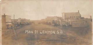 Rppc Cedar Real Estate Main Street Lemmon South Dakota Real Photo Postcard 1908