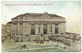 The Grand Central Depot 42nd St.  York Vintage Postcard 1912