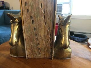 Vintage Brass Set Of 2 Mythical Unicorn Bookends 8”