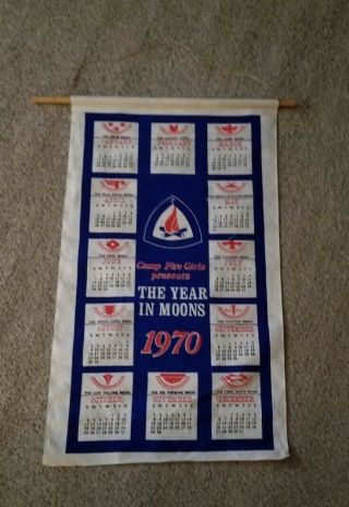 Vintage Camp Fire Girls Presents Year In Moons 1970 Tea Towel Wall Calendar