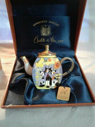 Charlotte Di Vita Hand Painted Teapot Featuring Cats 2003