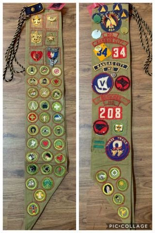 Boy Scout Merit Badge Sash 1950’s Boy Scout