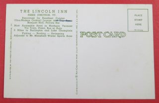 The Lincoln Inn,  Essex Junction VT Postcard - Old Cars (2964) 2