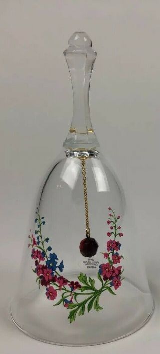 Avon - Lead Crystal Birthday Bell July Vintage 1986 Larkspur Clear With Flowers