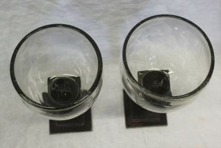 2) Jan Barboglio Goblets Wine Glasses Pedestal Metal Iron 6