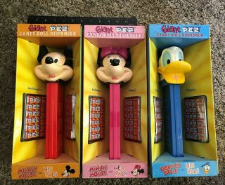 Disney Mickey,  Minnie And Donald Duck Giant Pez Dispensers 2003