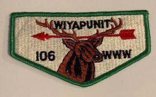 Order Of The Arrow Wiyapunit Lodge 106 S1a Rare Flap