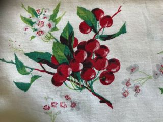 Vintage Wilendur Cherries Tablecloth – Vg Cond - 53 X 47 Flowers