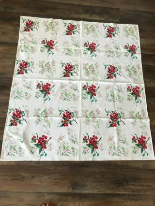Vintage Wilendur Cherries Tablecloth – VG Cond - 53 X 47 FLOWERS 2