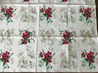 Vintage Wilendur Cherries Tablecloth – VG Cond - 53 X 47 FLOWERS 4