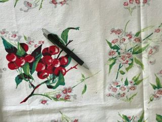 Vintage Wilendur Cherries Tablecloth – VG Cond - 53 X 47 FLOWERS 5