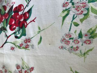 Vintage Wilendur Cherries Tablecloth – VG Cond - 53 X 47 FLOWERS 6