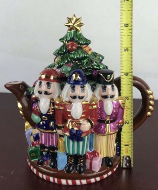 Radko Teapot Christmas Tree With Nutcrackers Porcelain 6