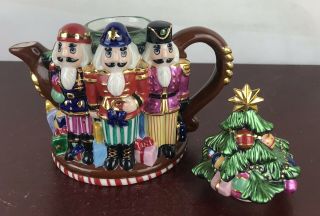 Radko Teapot Christmas Tree With Nutcrackers Porcelain 8