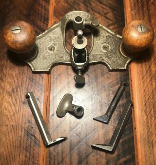 Stanley No 71 Router Plane W/ 3 Cutters Usa Made